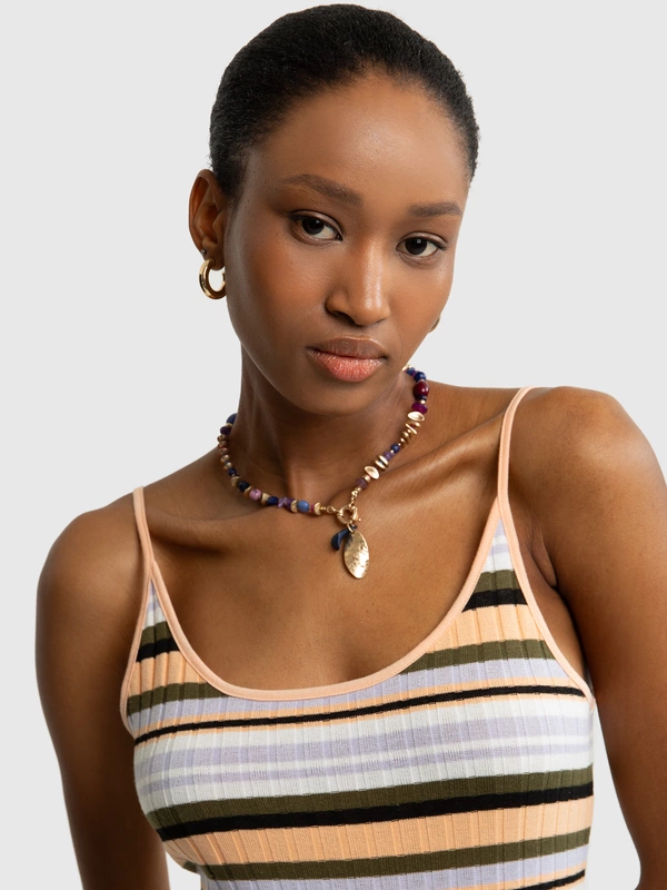 Sukienka damska maxi w kolorowe paski Martina 000