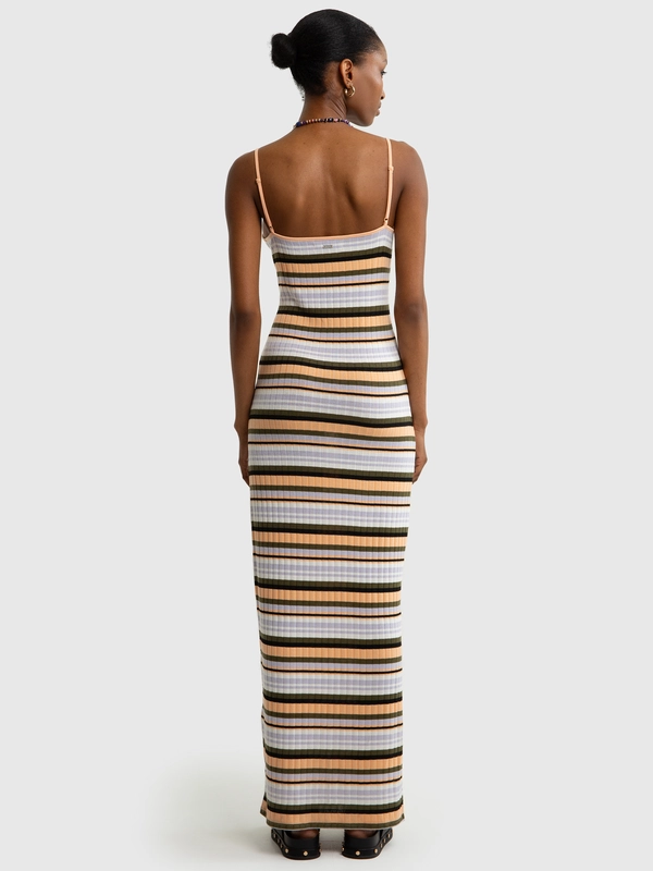 Sukienka damska maxi w kolorowe paski Martina 000