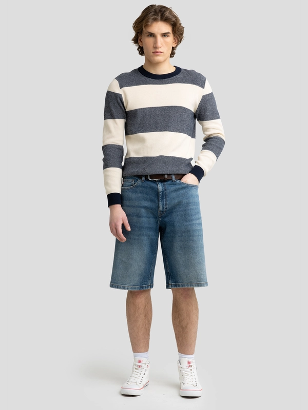 Szorty męskie jeansowe z przetarciami niebieskie Aleksy Workwear 422