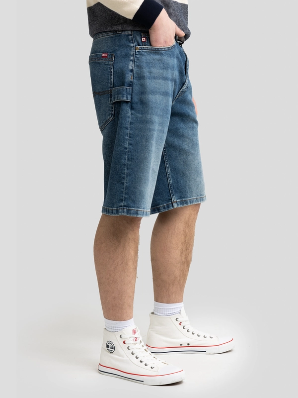 Szorty męskie jeansowe z przetarciami niebieskie Aleksy Workwear 422