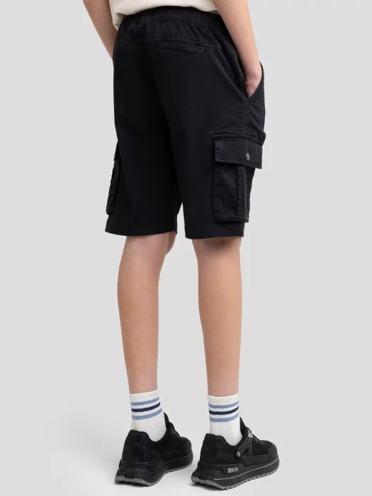 Szorty chłopięce dresowe z kieszeniami cargo czarne Sheldon 906