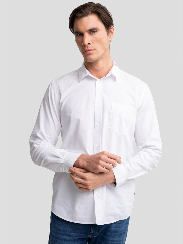 Koszula męska z tkaniny typu oxford biała Trixi 100