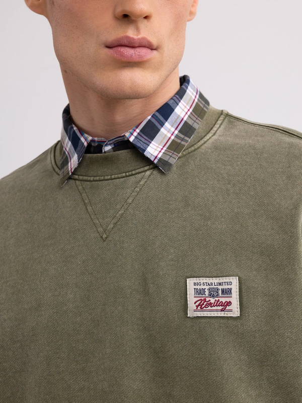 Bluza męska oversize z efektem sprania khaki Caron 303