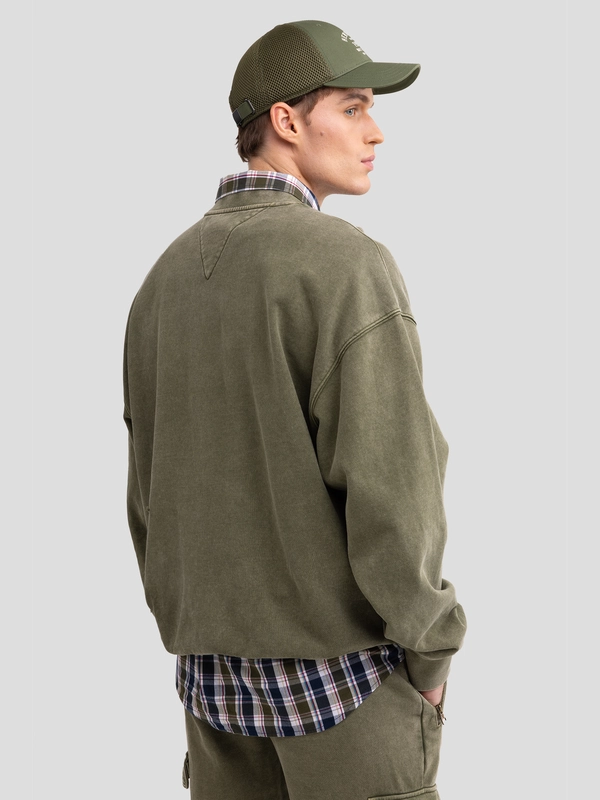 Bluza męska oversize z efektem sprania khaki Caron 303