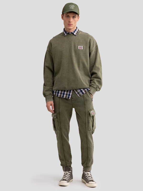 Bluza męska oversize z efektem sprania khaki Caron 303