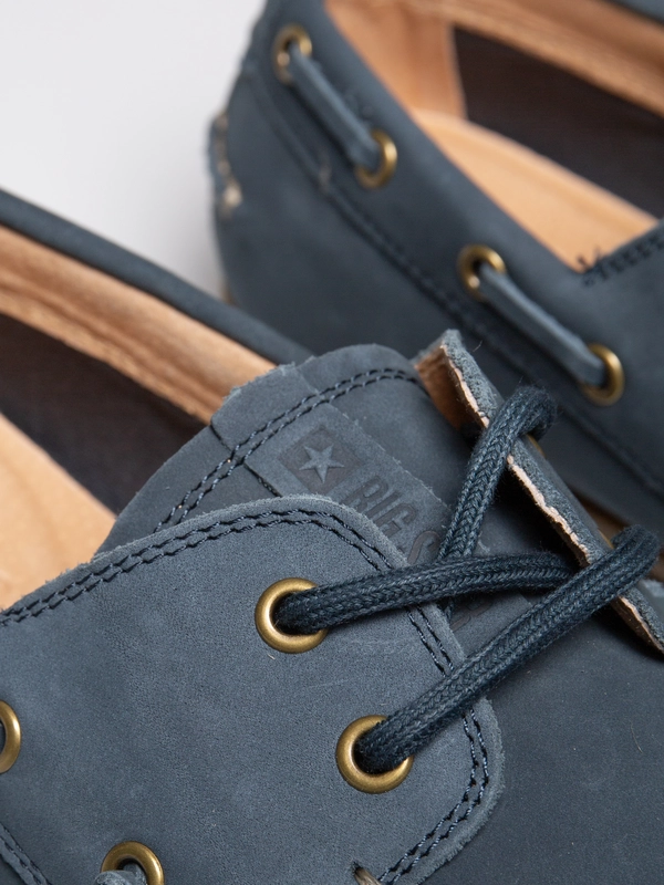 Mokasyny męskie ze skóry naturalnej granatowe RR174163 403