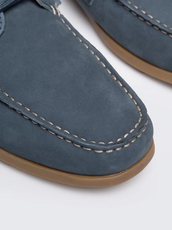 Mokasyny męskie ze skóry naturalnej granatowe RR174163 403