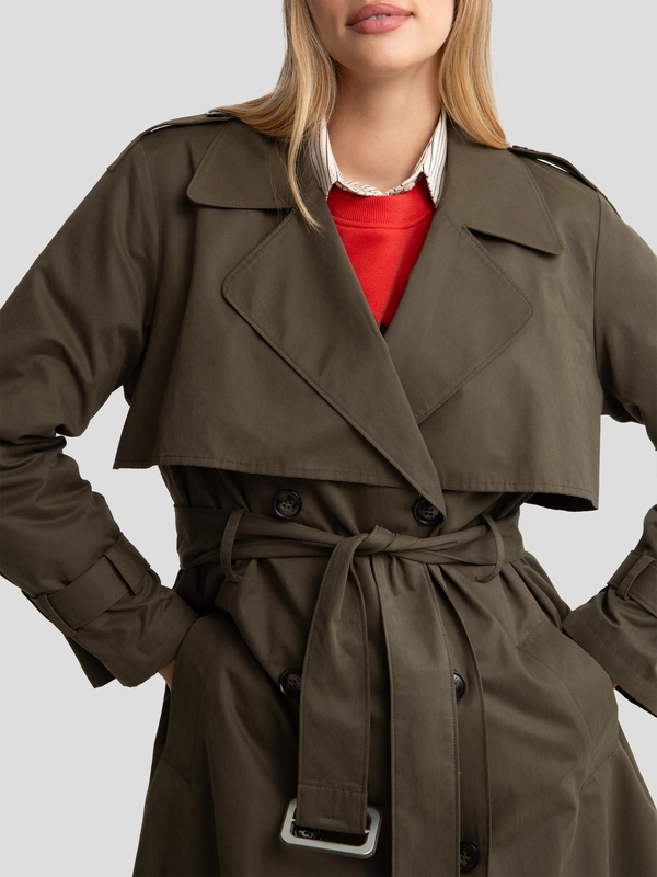 Płaszcz damski trencz o luźnym kroju khaki Sigreena 303