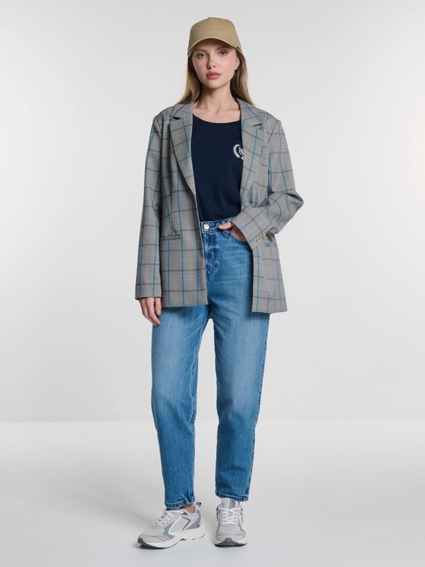 Jeansy damskie mom jeans z kolekcji Authentic niebieskie Silla 363