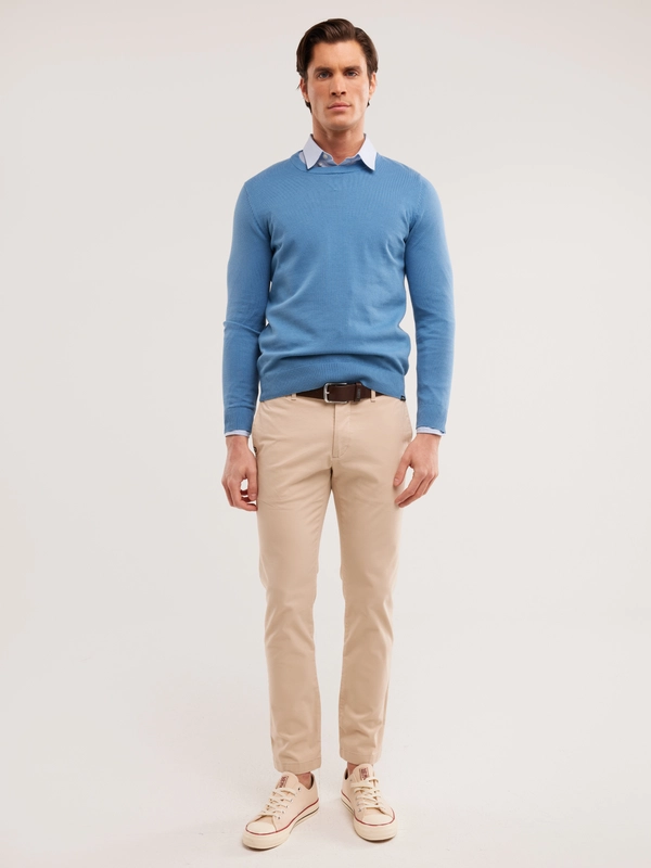 Sweter męski bawełniany niebieski Basilian 401