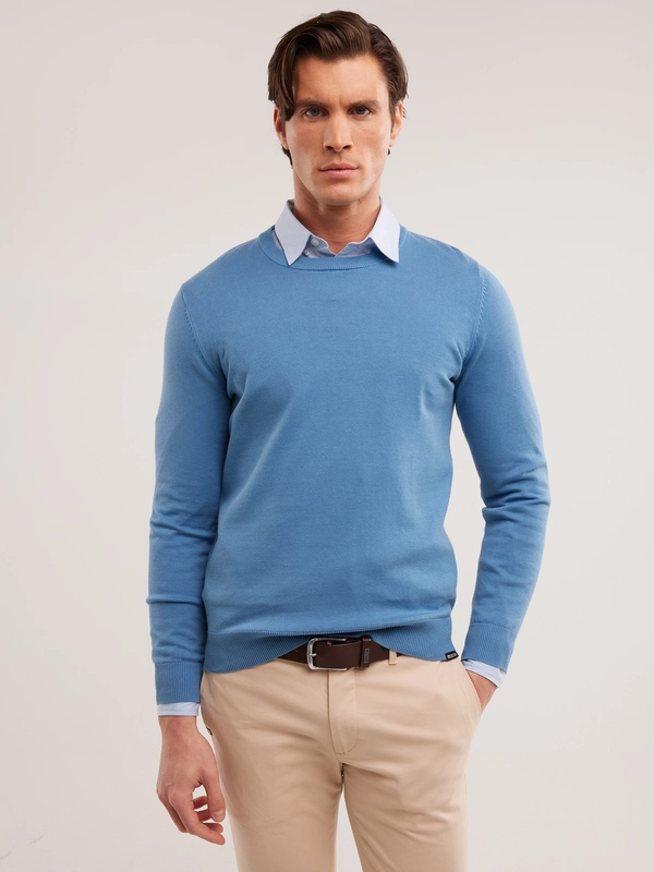 Sweter męski bawełniany niebieski Basilian 401