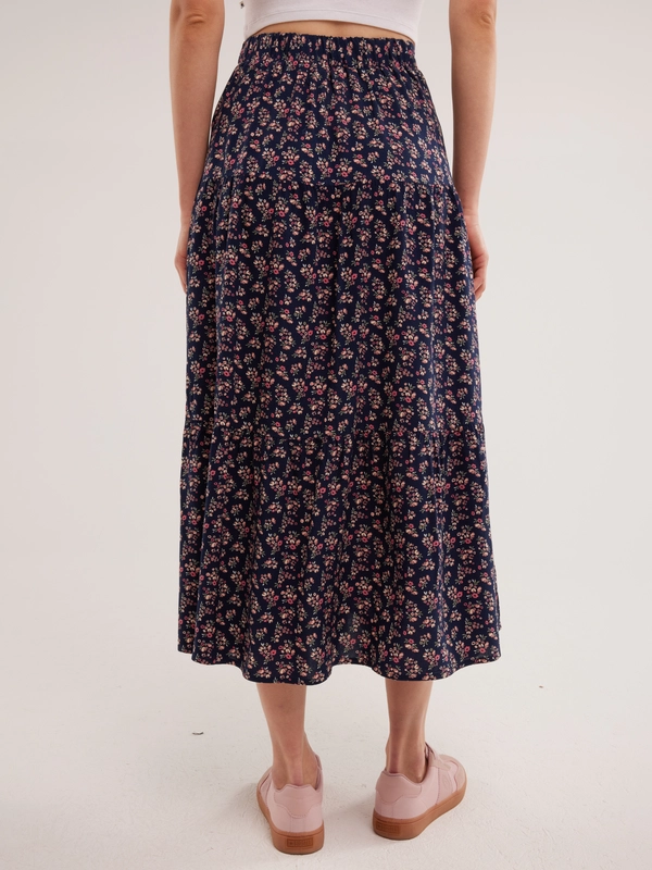 Spódnica damska midi z wiskozy z motywem kwiatowym Vendi 000
