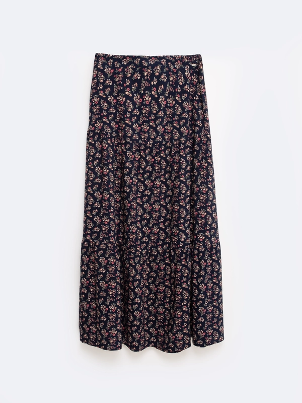 Spódnica damska midi z wiskozy z motywem kwiatowym Vendi 000