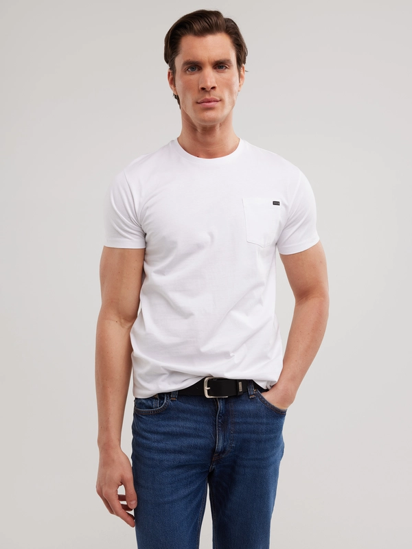 Koszulka męska z kieszonką biała Carbon 101