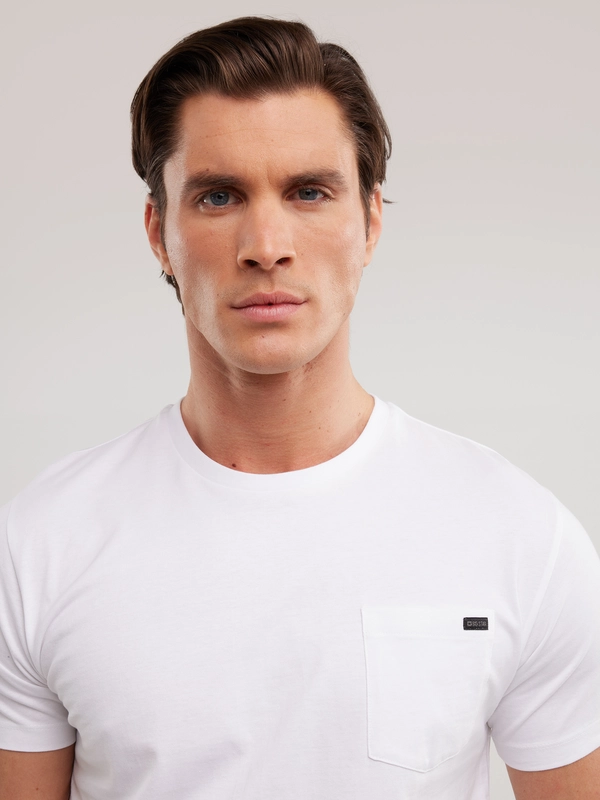 Koszulka męska z kieszonką biała Carbon 101