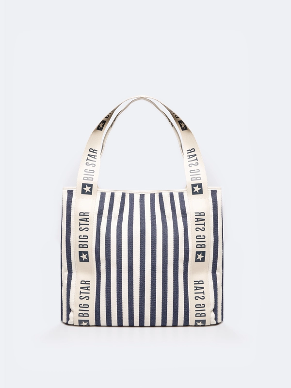 Torba damska z tkaniny w paski granatowa Mavia 403