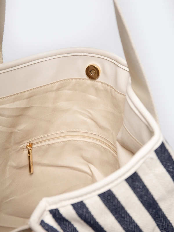 Torba damska z tkaniny w paski granatowa Mavia 403