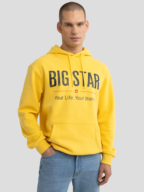Bluza męska z kapturem z logo BIG STAR żółta Ashlyno 201