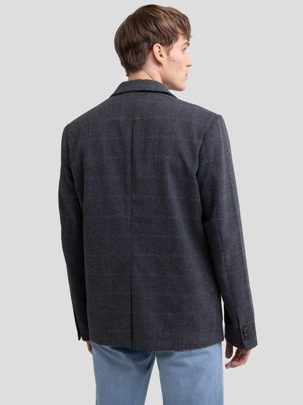 Marynarka męska w kratę z dodatkiem wełny szara Joseef 902