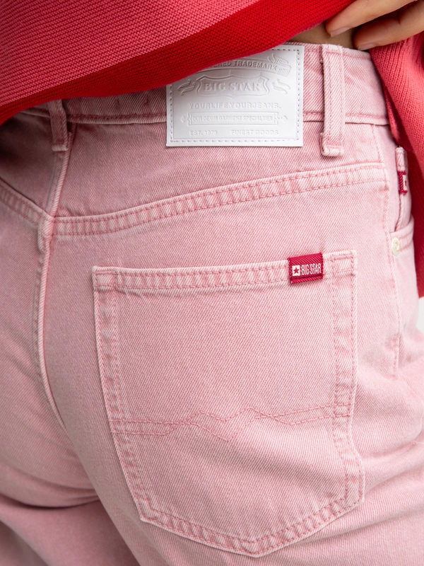 Jeansy damskie z szeroką nogawką różowe Atrea 601