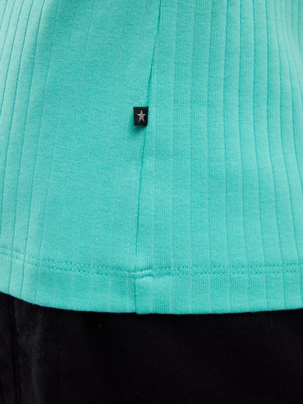 Koszulka damska slim w prążek turkusowa Alessa 302