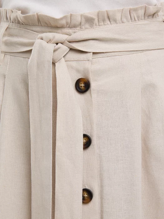 Spódnica damska midi lniana z ozdobnymi guzikami beżowa Cosmo 800