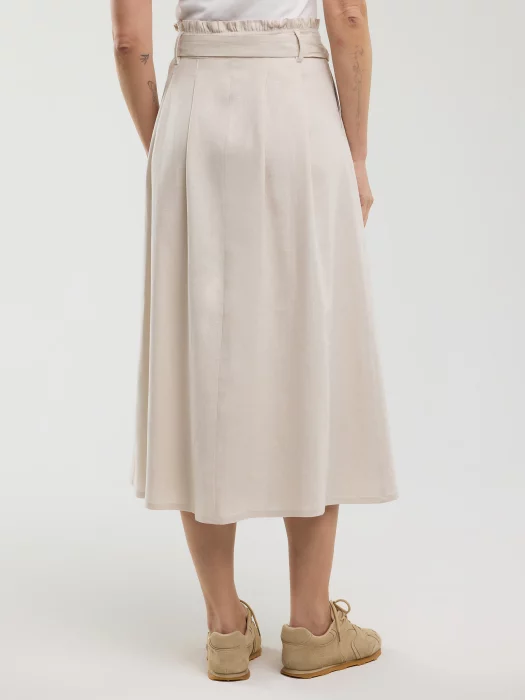 Spódnica damska midi lniana z ozdobnymi guzikami beżowa Cosmo 800