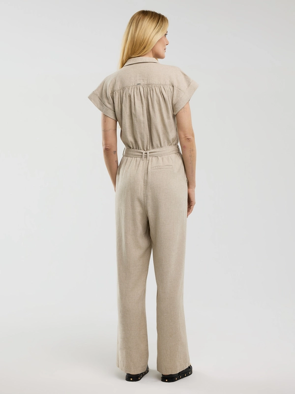 Kombinezon damski lniany beżowy Dunime 805