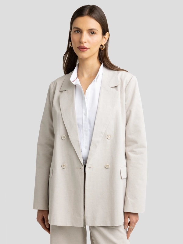 Marynarka damska z dodatkiem lnu beżowa Marylia 800