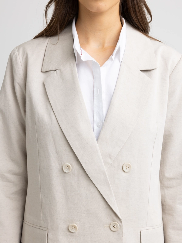 Marynarka damska z dodatkiem lnu beżowa Marylia 800