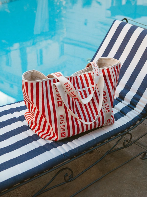 Torba damska z tkaniny w paski czerwona Mavia 603