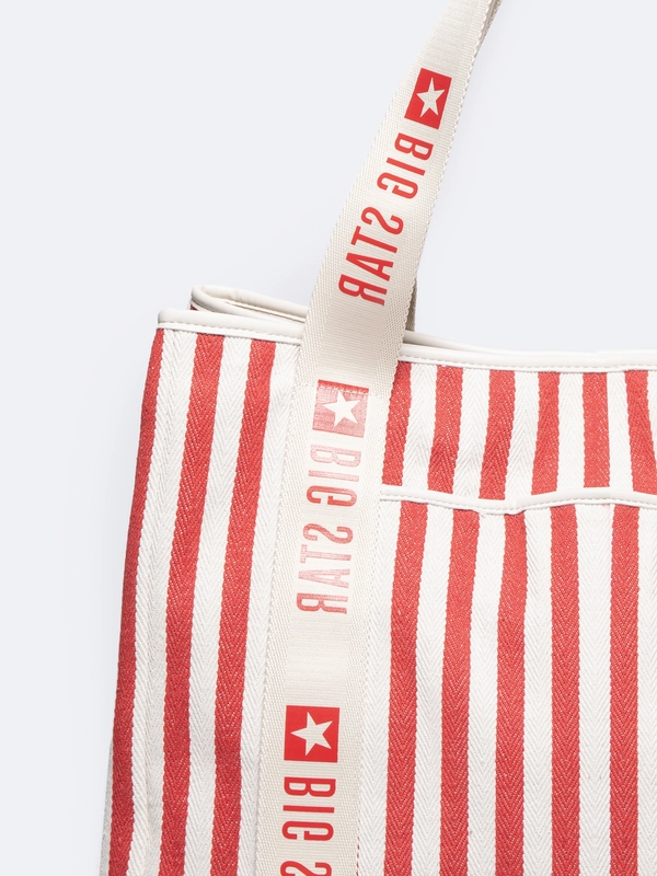 Torba damska z tkaniny w paski czerwona Mavia 603