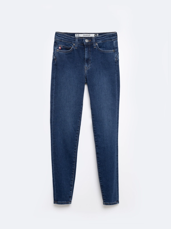 Jeansy damskie push up z wysokim stanem granatowe Melinda High Waist 517