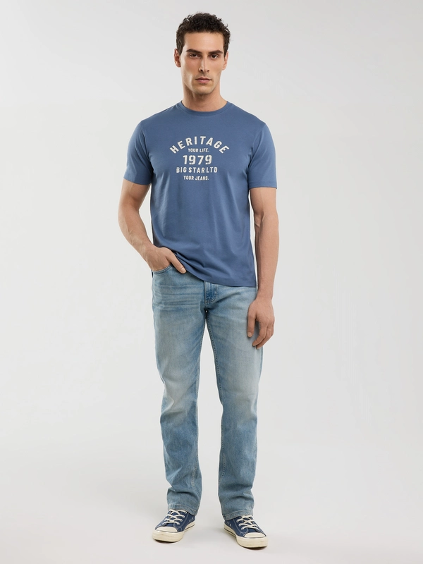 Koszulka męska z nadrukiem niebieska Serter 402