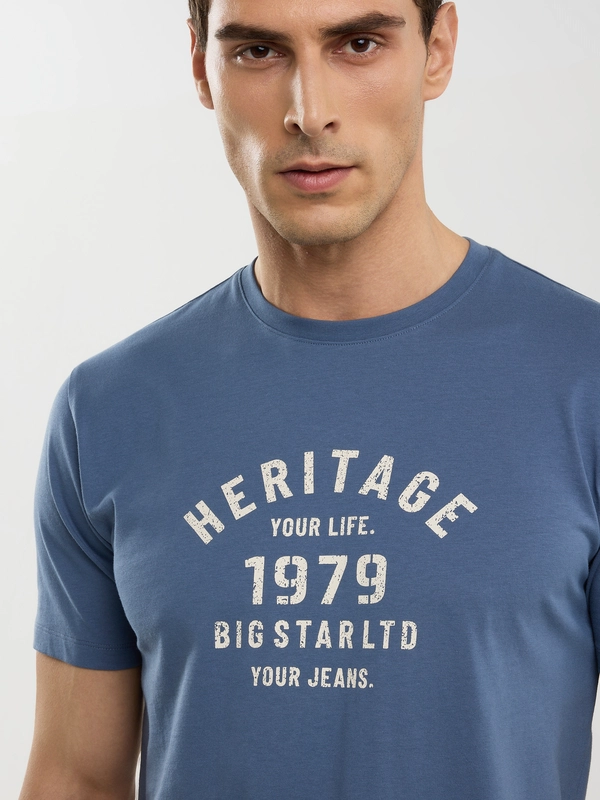 Koszulka męska z nadrukiem niebieska Serter 402