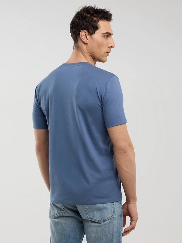 Koszulka męska z nadrukiem niebieska Serter 402