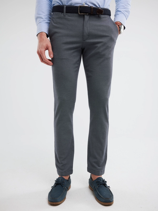 Spodnie męskie chinosy w drobny wzorek niebieskie Erhati 402