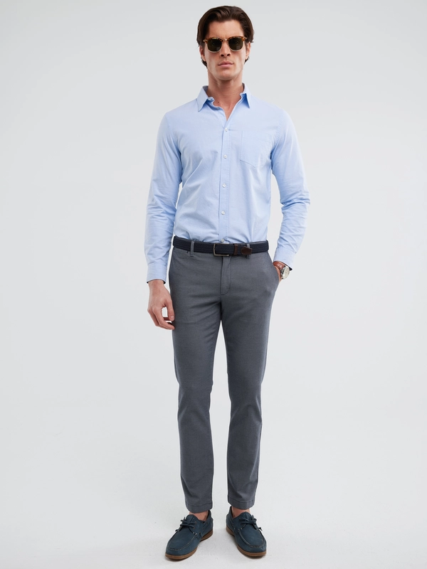 Spodnie męskie chinosy w drobny wzorek niebieskie Erhati 402