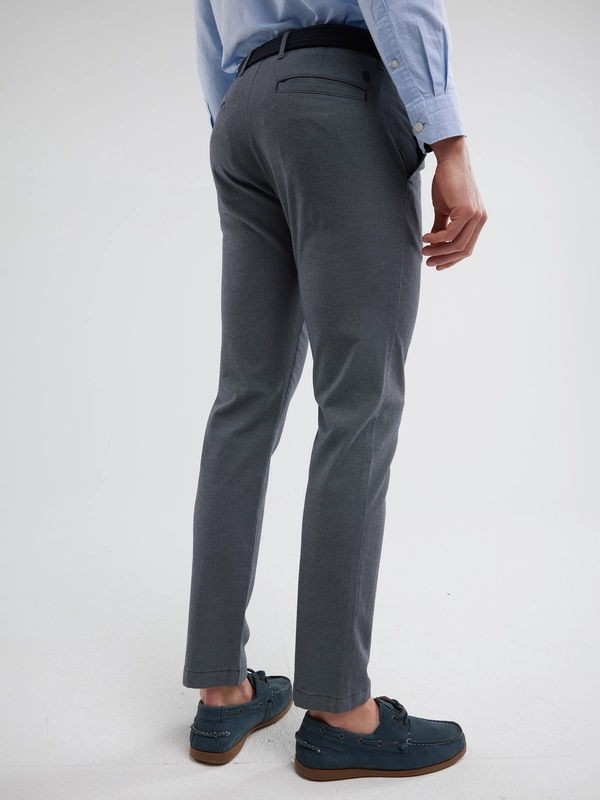 Spodnie męskie chinosy w drobny wzorek niebieskie Erhati 402