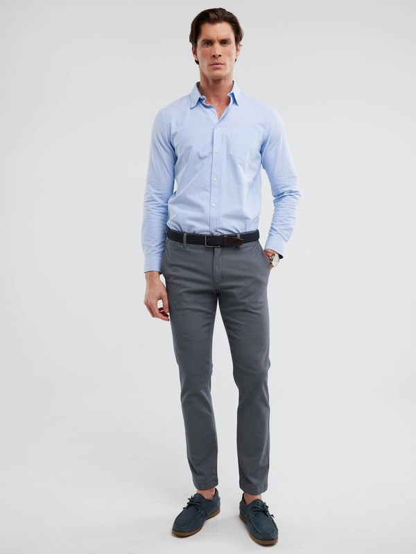 Spodnie męskie chinosy w drobny wzorek niebieskie Erhati 402