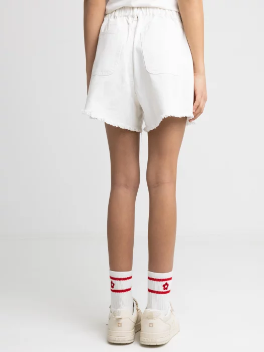 Szorty dziewczęce jeansowe luźne białe Lunis 101