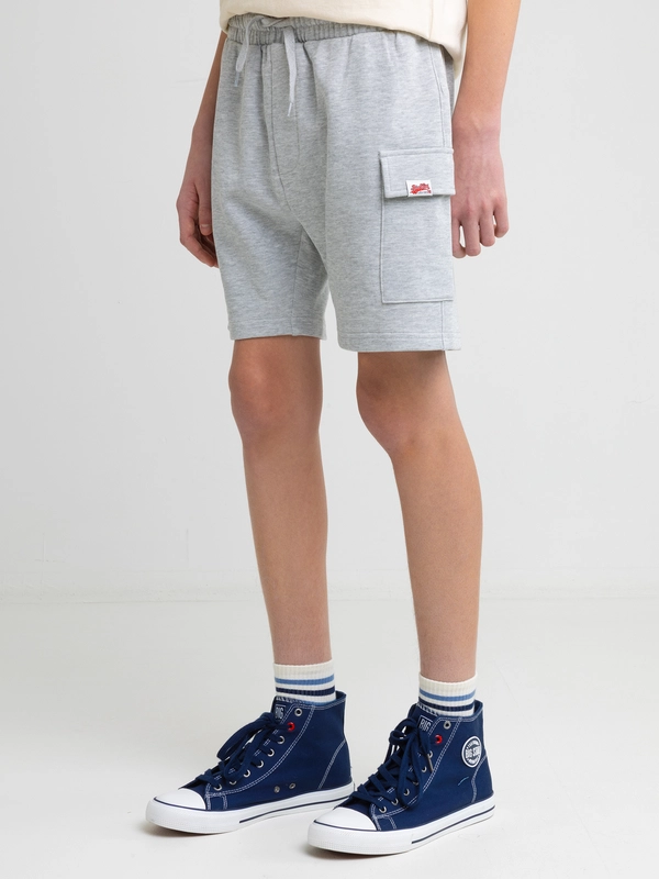 Szorty chłopięce dresowe z kieszeniami cargo szare Viler 901
