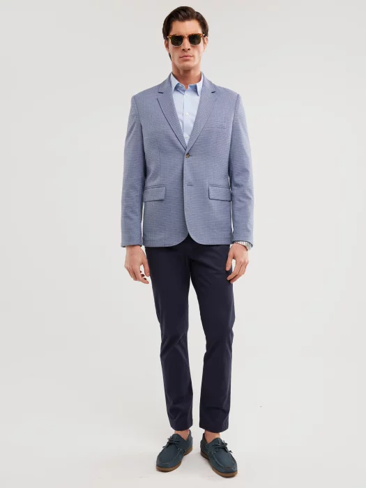 Marynarka męska w delikatną kratę niebieska Gregon 401