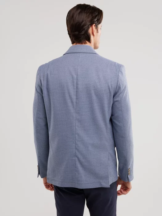 Marynarka męska w delikatną kratę niebieska Gregon 401