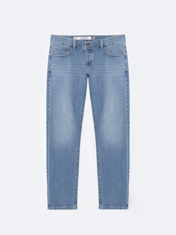 Jeansy męskie z prostą nogawką niebieskie Ronald 207