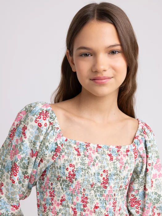 Sukienka dziewczęca z wiskozy z motywem kwiatowym Darta 000