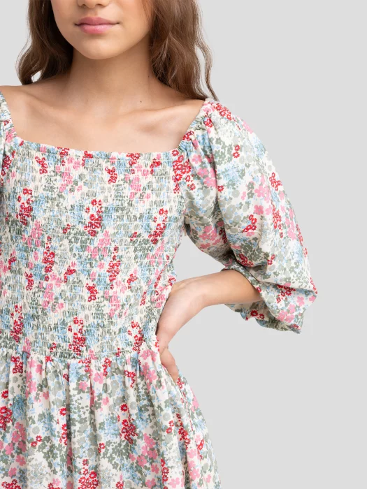 Sukienka dziewczęca z wiskozy z motywem kwiatowym Darta 000