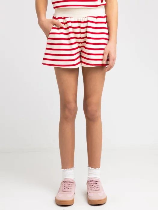 Szorty dziewczęce w paski czerwono-beżowe Marunash 603