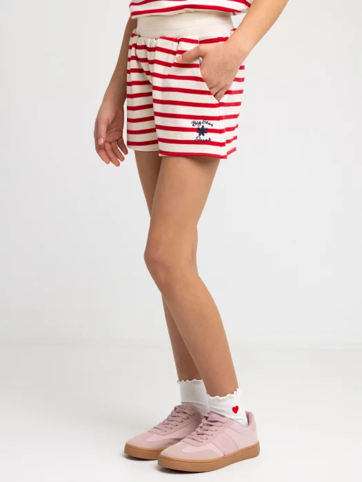 Szorty dziewczęce w paski czerwono-beżowe Marunash 603