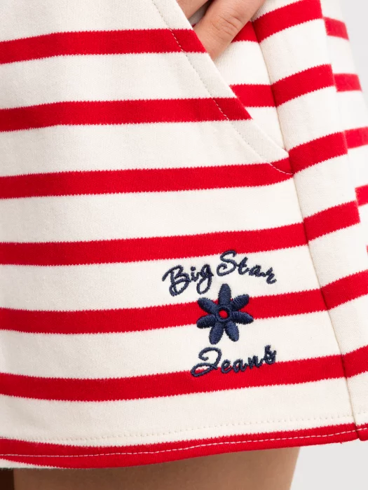 Szorty dziewczęce w paski czerwono-beżowe Marunash 603